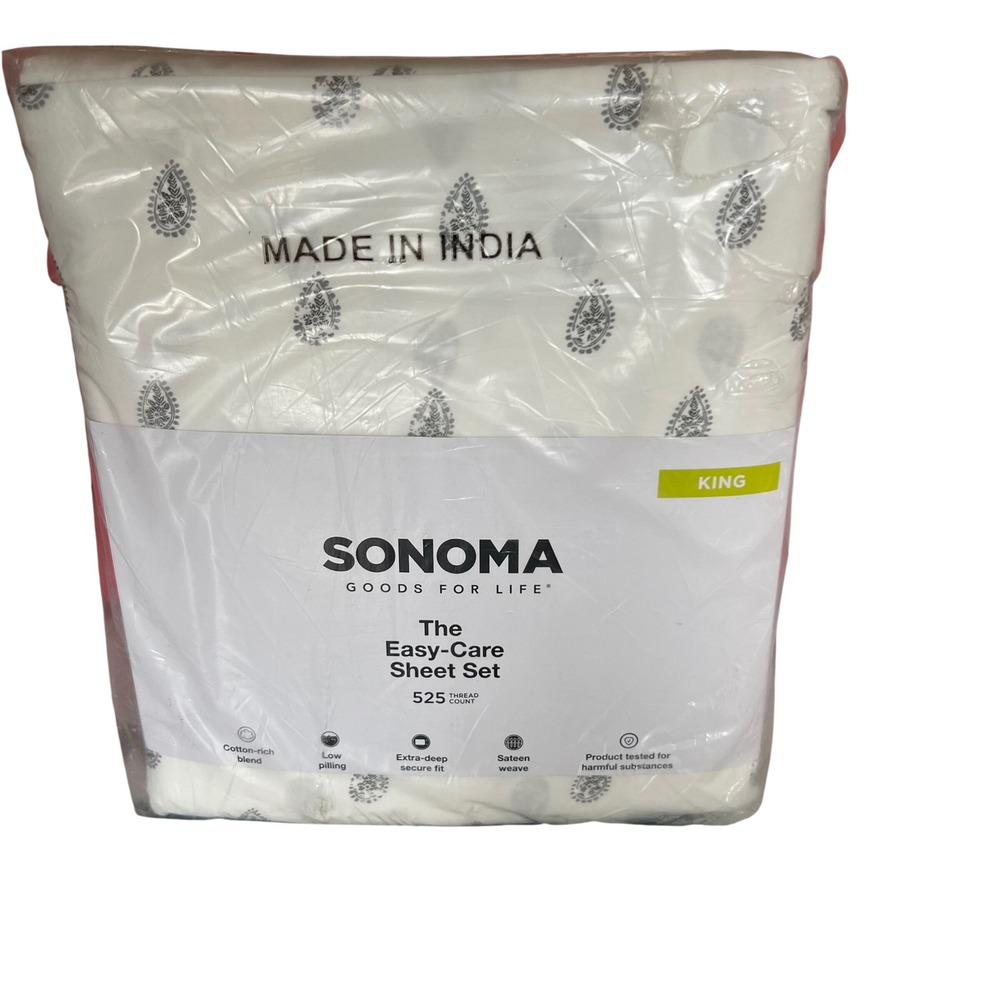 Sonoma Goods For Life Easy Care Sheet Set‎ 525 Count Cotton Blend King Neutral